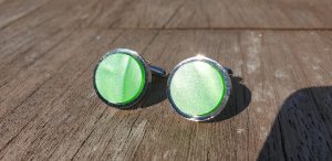 Pale Green, Opalescent Marbled Acrylic, Rhodium Plated Cufflinks